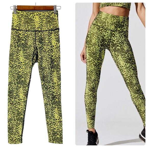 ONA By Yoon Chung Womens XS Neon Cheetah Activewear Leggings 25" Workout - Picture 1 of 11